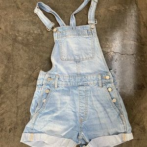 Light Blue Overall Jean Shorts